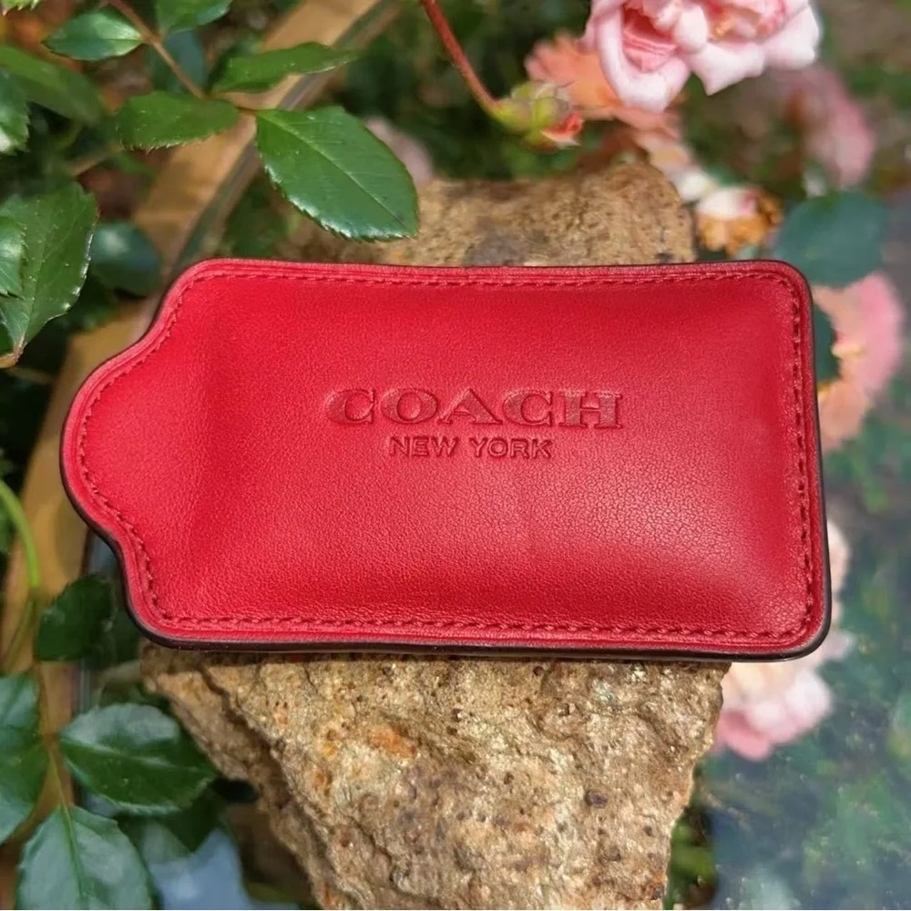 EUC Coach Red Leather Hangtag Paperweight